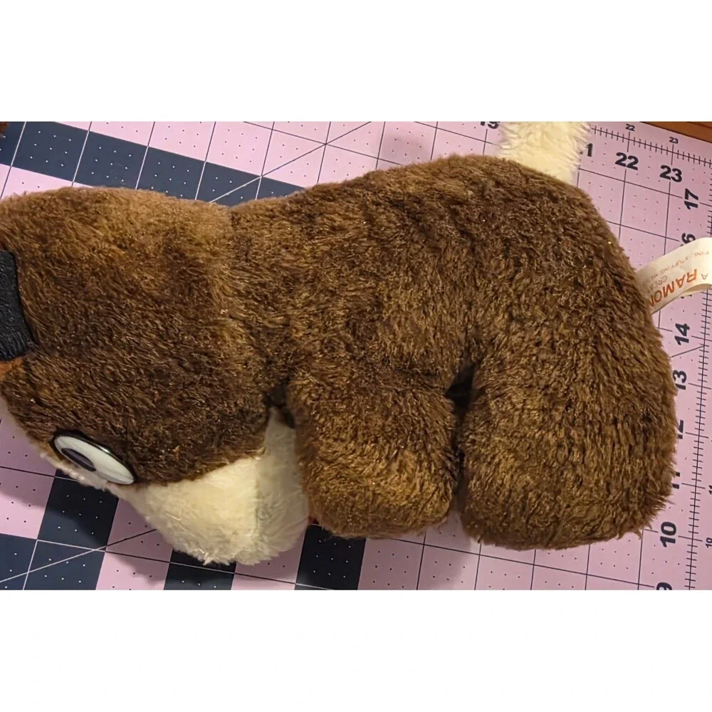 Vintage Commonwealth Ramona Dog Plush Brown White Big Eyes Stuffed Animal 8